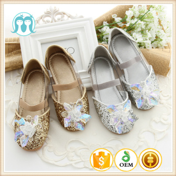 dernière conception brillant Sequins mariage enfants filles chaussures avec or et argent